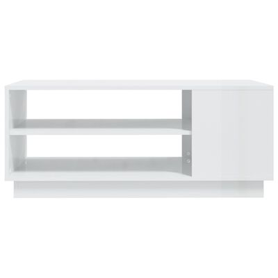 vidaXL kafijas galdiņš, spīdīgi balts, 102x55x43 cm, skaidu plāksne
