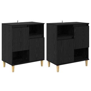 vidaXL Sānu skapji 2 pcs Melns ozolkoks 60 x 35 x 70 cm