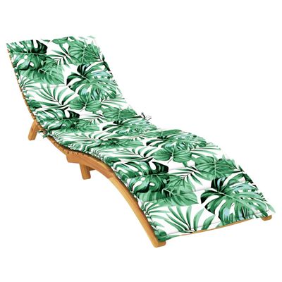 vidaXL sauļošanās krēsla matracis, 200x50x3 cm, audums, lapu apdruka