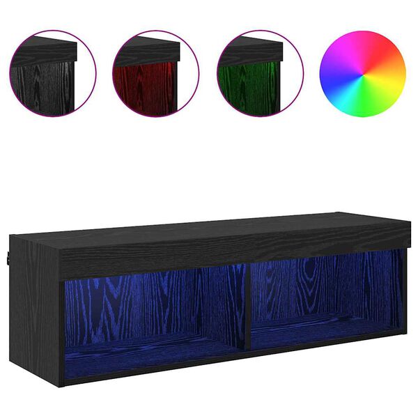 vidaXL TV sienas skapītis Panama Melns ozolkoks 100 x 30 x 30 cm