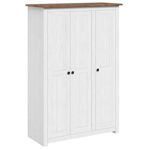 vidaXL skapis, 3 durvis, balts, 118x50x171,5 cm, priedes koks