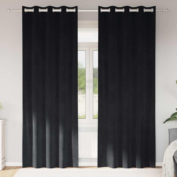 vidaXL Aptum&scaron;ojo&scaron;ie aizkari 2 pcs Melna 140 x 225 cm Samts