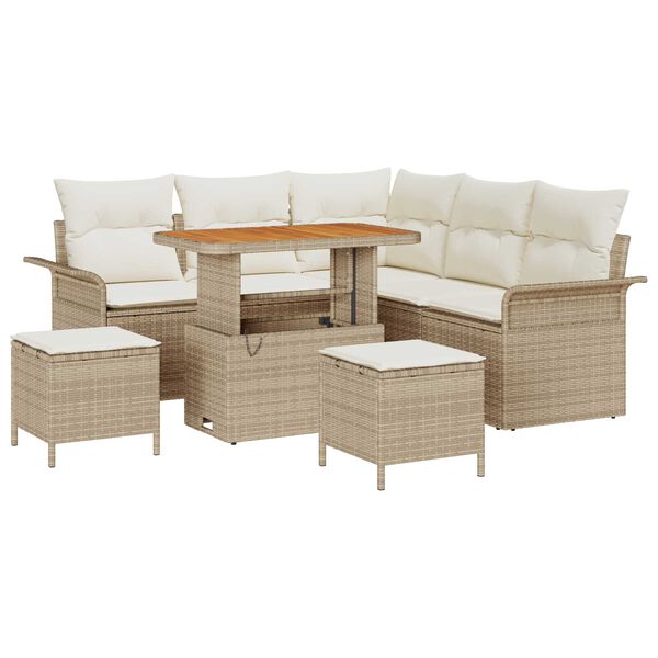 vidaXL Dārza dīvānu komplekts 8 pcs Bē&scaron;a poliratāns