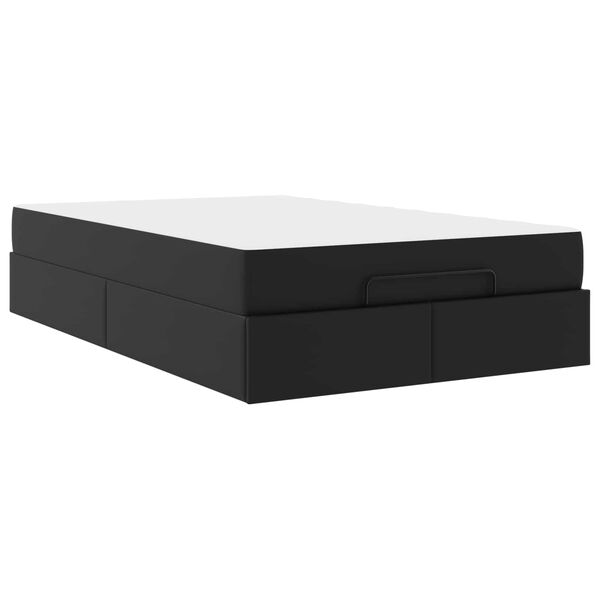 vidaXL Gultas rāmis ar matraci ar matraci 2 pcs Melna PVC
