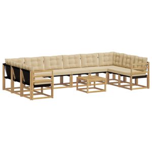 vidaXL Āra dīvānu komplekts ar spilvenu 11 pcs Baltais un Beidzis