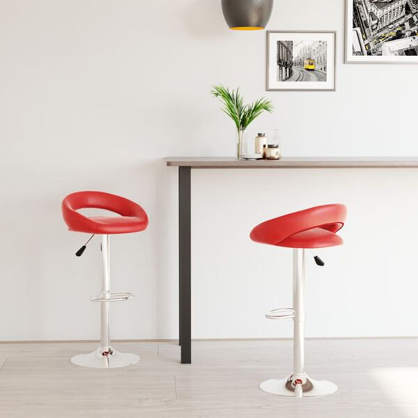 vidaXL bāra krēsli, 2 gab., sarkana mākslīgā āda