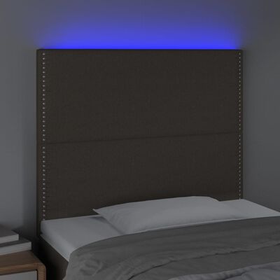 vidaXL gultas galvgalis ar LED, 80x5x118/128 cm, pelēkbrūns audums