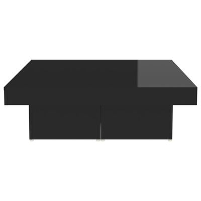 vidaXL kafijas galdiņš, spīdīgi melns, 90x90x28 cm, skaidu plāksne