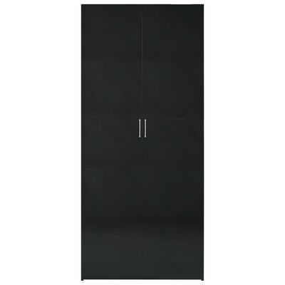 vidaXL skapis, 80x35,5x180 cm, kokskaidu plāksne, spīdīgi melns