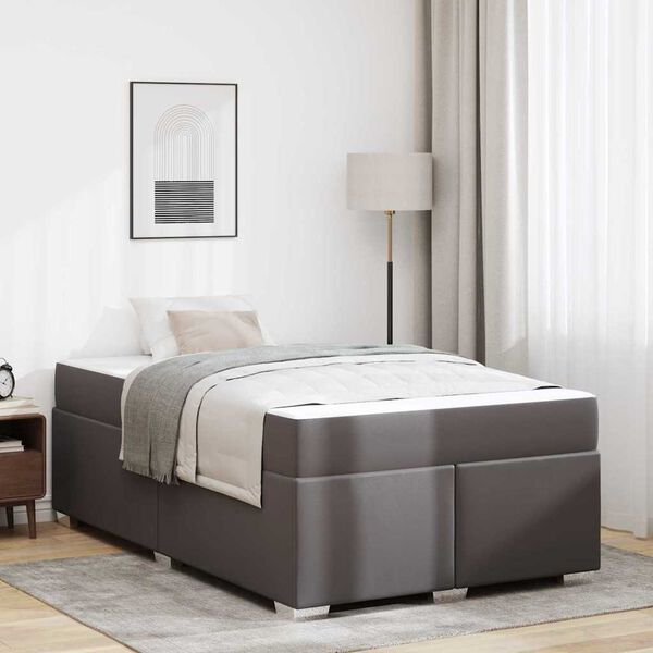 vidaXL Gultas rāmis ar matraci Pelēka 120 x 190 cm audums