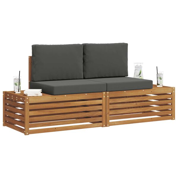 vidaXL Āra dīvānu komplekts ar spilvenu 2 Gabals Dabisks un antracīts