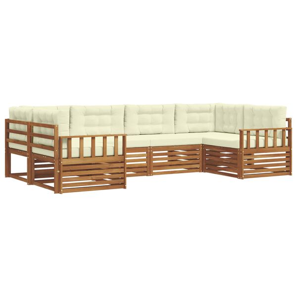 vidaXL Āra dīvānu komplekts ar spilvenu 6 pcs Dabisks un krējuma