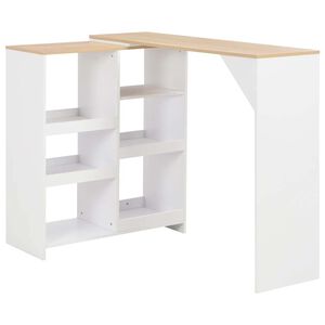 vidaXL bāra galds ar pārvietojamu plauktu, 138x39x110 cm, balts