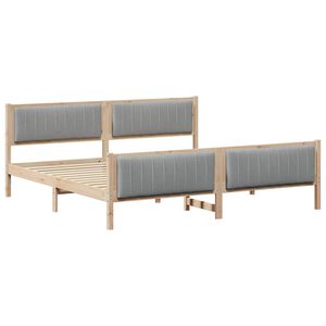 vidaXL Gultas rāmis ar galvas klāju Brūna un gai&scaron;i pelēka 200 x 200 cm