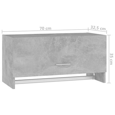vidaXL skapis, betona pelēks, 70x32,5x35 cm, skaidu plāksne