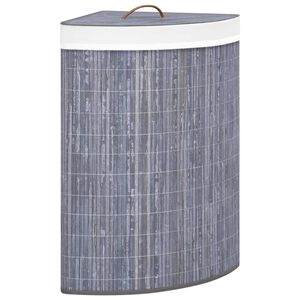 vidaXL stūra veļas grozs, pelēks, bambuss, 60 L