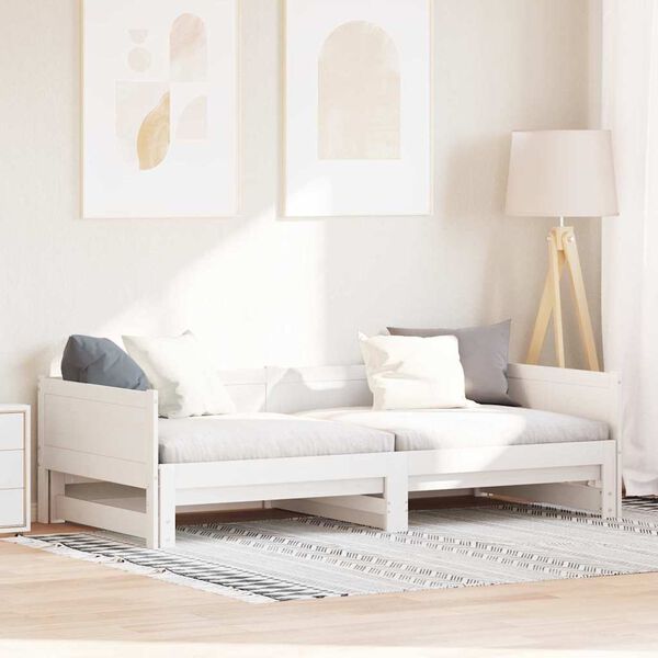 vidaXL Izvelkamais dienas gultas Balts 203,5 x 184 x 56,5 cm