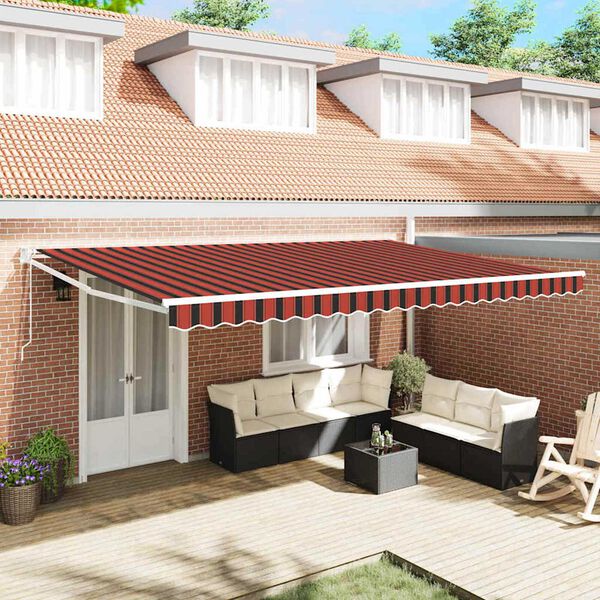 vidaXL Markīze Oranžs un brūns 500 x 300 x 165 cm Poliesters un metāls