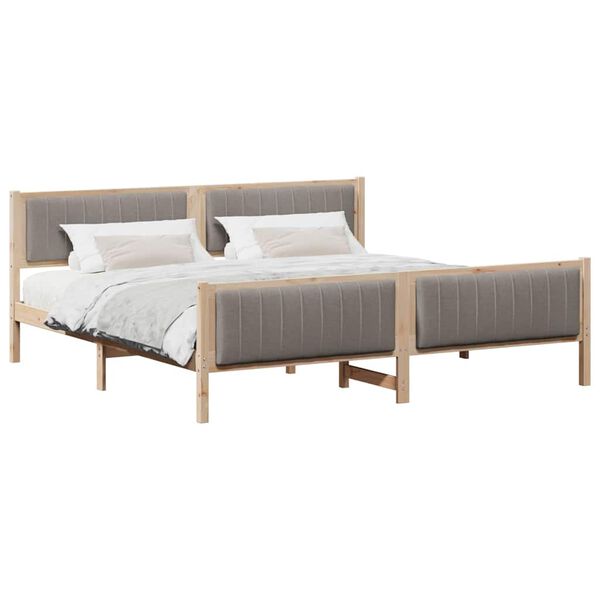 vidaXL Gultas rāmis Braun un taupe 200 x 200 cm Priedes masīvkoks
