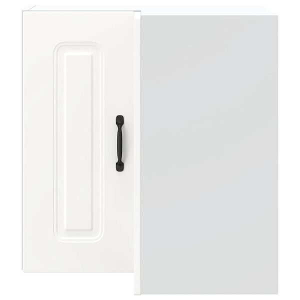 vidaXL virtuves sienas stūra skapis "Kalmar" balts inženierijas koks