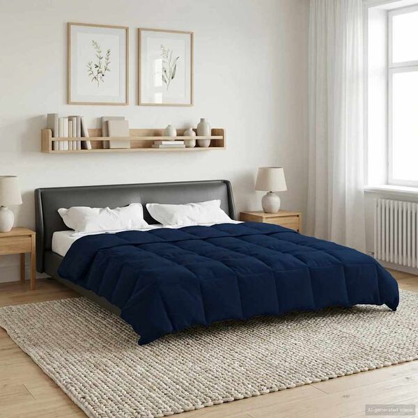 vidaXL Pilnas gada sega Tiltiņ&scaron; Tum&scaron;i zils 220 x 240 cm Mikro&scaron;ķiedra