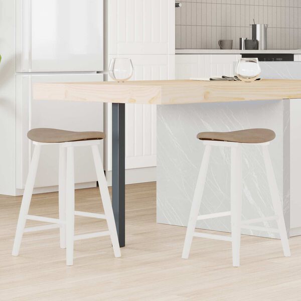 vidaXL Ēdamkrēsli 2 pcs Balts 46 x 37 x 63 cm Ciets gumijas koks