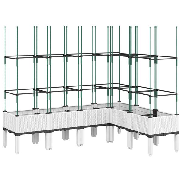 vidaXL dārza puķu kaste ar &scaron;paleru, balta, 160x120x142,5 cm, PP