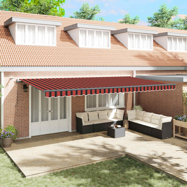 vidaXL Izvelkams jumtiņ&scaron; ar oranža un brūna 600 &times; 350 cm audums