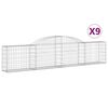 vidaXL arkveida gabiona grozi, 9 gb., 300x30x60/80 cm, cinkota dzelzs
