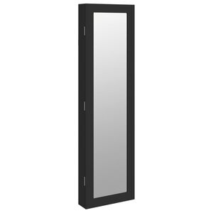 vidaXL sienas rotaslietu skapītis ar spoguli, melns, 30x8,5x106 cm