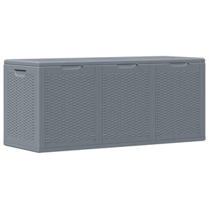 vidaXL dārza mantu kaste, pelēka, PP rotangpalma, 270 L
