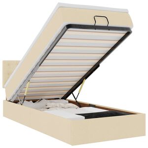 vidaXL Osmaņu gultas rāmis ar matrača krēma 80x200 cm audums