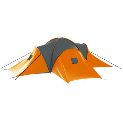 vidaXL deviņvietīga telts, pelēks un oranžs audums