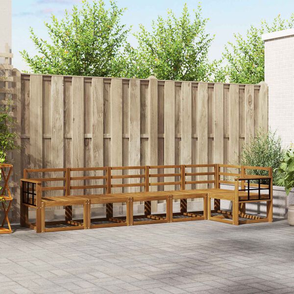 vidaXL Āra dīvānu komplekts 6 pcs Dabiska Cietā akācijas koks