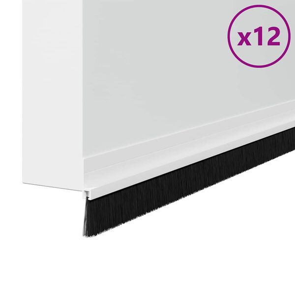 vidaXL Pa&scaron;līpojo&scaron;as durvju birstes 12 pcs Balts 100 cm