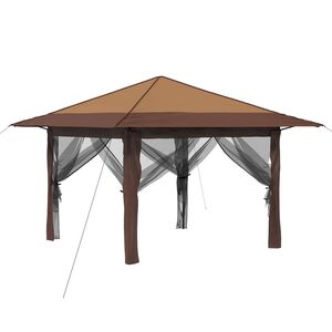 vidaXL Paviljons ar 4 sānu sienām 3,3 x 3,3 m Bē&scaron;s un Brūns