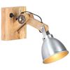 vidaXL sienas lampa, sudraba krāsā, dzelzs, mango masīvkoks, E27