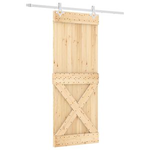 vidaXL Slīdo&scaron;ās durvis 80 x 210 cm Cieta priedes koks (neapstrādāts)