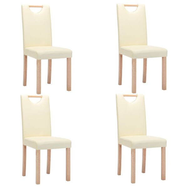 vidaXL virtuves krēsli, 4 gab., krēmkrāsas mākslīgā āda