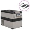 vidaXL aukstumkaste ar rokturi, adapteri, melna ar pelēku, 35 L, PP,PE
