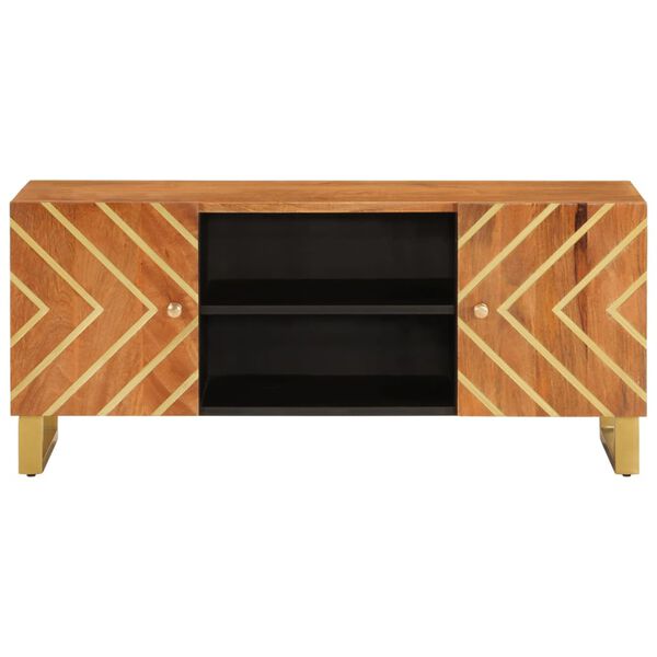 vidaXL TV skapītis, brūns un melns, 105x33,5x46 cm, mango masīvkoks