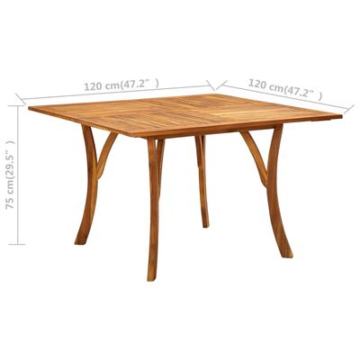 vidaXL dārza galds, 120x120x75 cm, akācijas masīvkoks