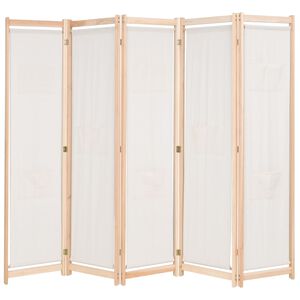 vidaXL 5-paneļu istabas aizslietnis, 200x170x4 cm, krēmkrāsas audums