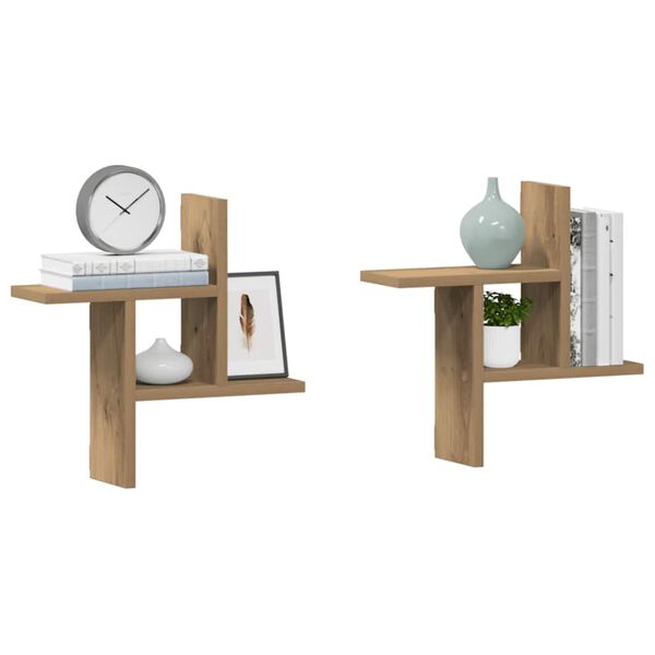 vidaXL sienas plaukti, 2 gab., 38x12x38 cm, inženierijas koks