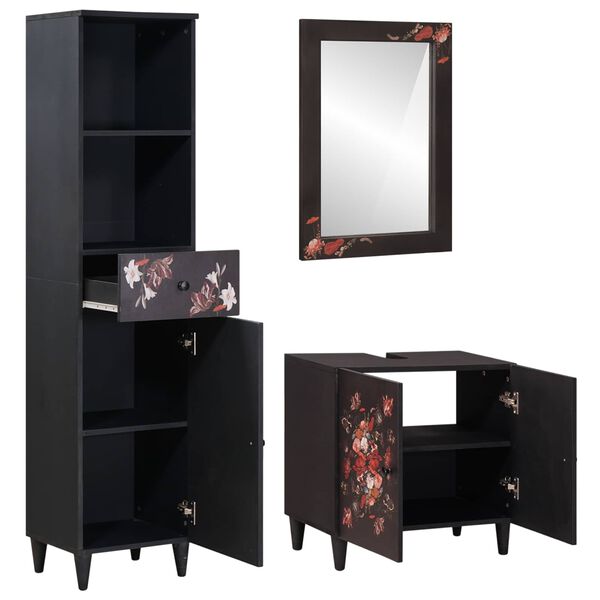 vidaXL Vannas istabas skapju komplekts 3 pcs Cieta mango koksne