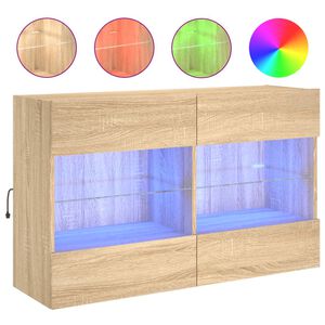 vidaXL TV plaukts ar LED lampiņām, 98,5x30x60,5 cm, koka krāsā