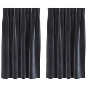 vidaXL Aptum&scaron;ojo&scaron;ie aizkari 2 pcs Tum&scaron;i pelēks 140 x 140 cm Samts