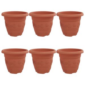 vidaXL Apaļais puķu pods 6 pcs Ķieģeļu sarkans &Oslash; 26 x 21.5 cm