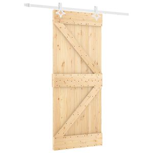 vidaXL Slīdo&scaron;ās durvis Dabisks un balts 80 x 210 cm Priedes masīvkoks