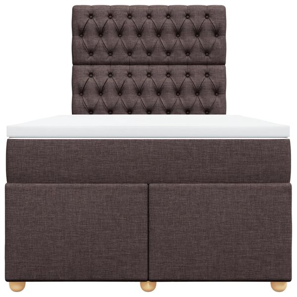 vidaXL atsperu gulta ar matraci, tum&scaron;i brūns audums, 120x190 cm